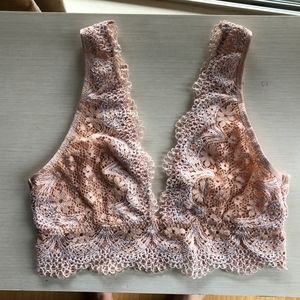 Victoria's Secret V Neck Lace Plunge Bralette Pink
